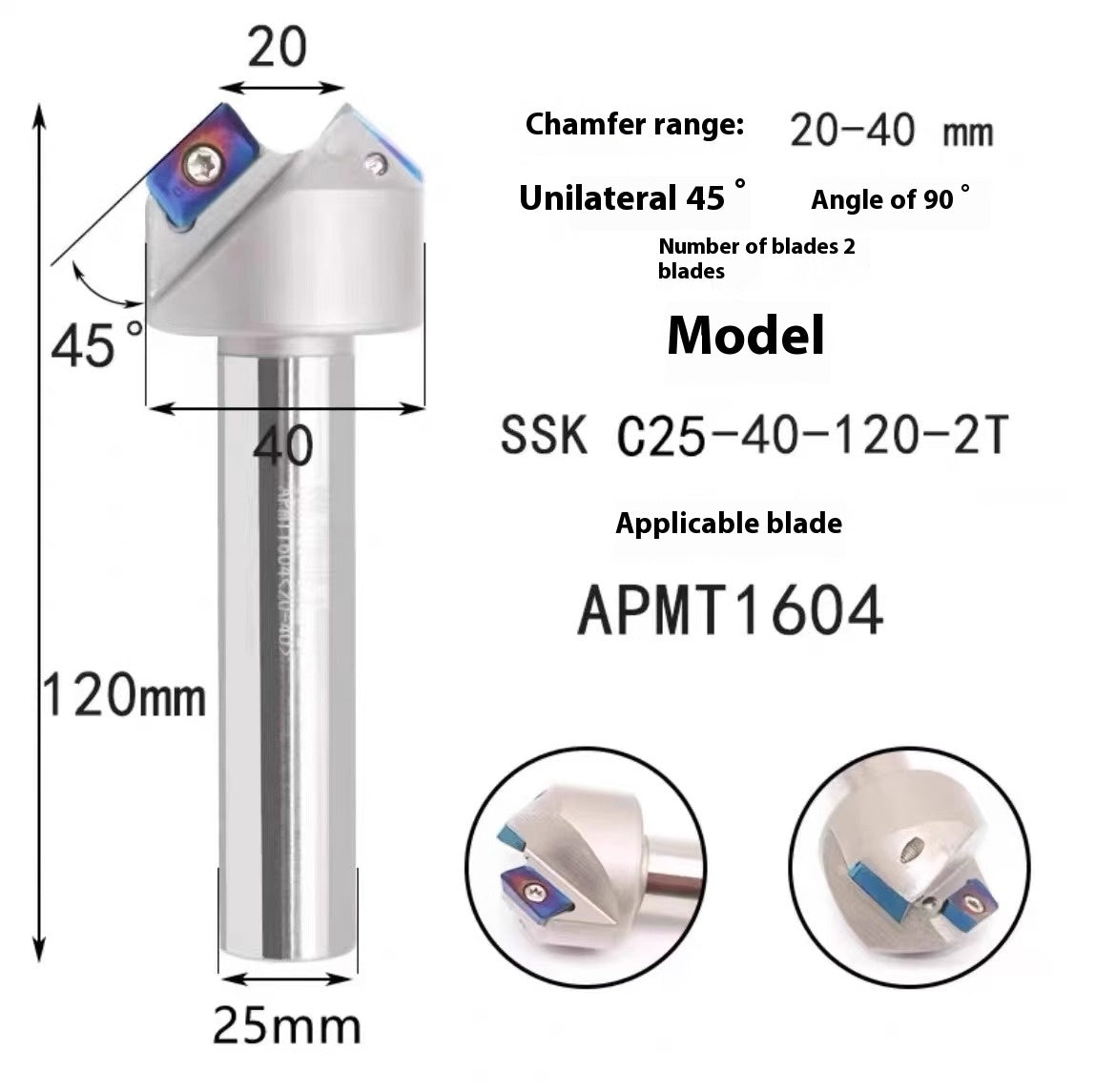 1144-Shedding type fixed-point chamfering cutter 30 degree 45 degree 60 degree chamfering cutter bar SSK/SSP/TCM/SSY/SSO/SSH Shandong Denso Pricision Tools Co.,Ltd.